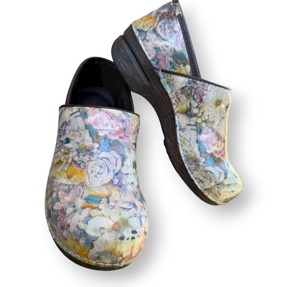Dansko XP Floral Watercolor Leather Slip on Clog Shoes Women's EU 40 9-9.5 - Picture 3 of 13